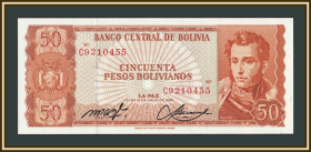 Болівія Боливия ^/--/^ Боливия 50 боливиано 1962 P-162  (162 /--/ a.20) UNC ^_^^^ Болівія 50 болівіано 1962 P-162 (162 /--/ a.20) UNC - фото фото фото