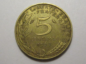 Франція Франция ^/--/^ Франция 5 сантимов 1968 года 3 /--/ П /--/ 900 ^_^^^ Франція 5 сантимів 1968 року 3 /--/ П /--/ 900 - фото фото фото