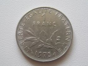 Франція Франция ^/--/^ Франция 1 франк 1975 года 26643 ^_^^^ Франція 1 франк 1975 26643 - фото фото фото