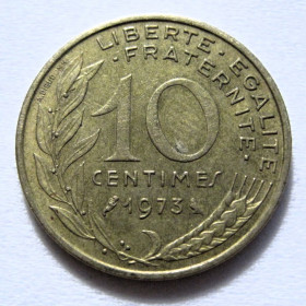 Франція Франция ^/--/^ Франція 10 сантимів 1973 року #6 /--/ П /--/ 1327 ^_^^^ Франция 10 сантимов 1973 года #6 /--/ П /--/ 1327 - фото фото фото