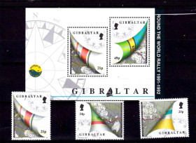 Малі Держави Європи Малые Государства Европы ^/--/^ Гибралтар  1992 г  MNH - кругосветка - блок + марки ^_^^^ Гібралтар 1992 р MNH - кругосвітка - блок + марки - фото фото фото