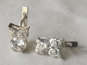 Сережки Серьги ^/--/^ Серьги 313230 /--/ ЮМ, серебро 925 проба, кубический цирконий ^_^^^ Сережки 313230 /--/ ЮМ, срібло 925 проба, кубічний цирконій - фото фото фото