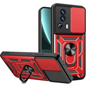 Чохли, бампера Чехлы, бампера ^/--/^ Чохол Fiji Camera Defence для Xiaomi 13 Lite бампер із захистом камери та підставкою Red ^_^^^ Чехол Fiji Camera Defence для Xiaomi 13 Lite бампер с защитой камеры и подставкой Red - фото фото фото