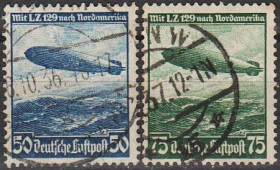 Третій Рейх (-) Третий Рейх (-) ^/--/^ 1936 - Рейх - Дирижабль Гінденбург Mi.606-607 _гаш ^_^^^ 1936 - Рейх - Дирижабль Гинденбург Mi.606-607 _гаш - фото фото фото