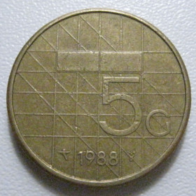 Нідерланди Нидерланды ^/--/^ Нідерланди 5 гульденів 1988 року 41216 ^_^^^ Нидерланды 5 гульденов 1988 года 41216 - фото фото фото