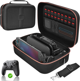Інші аксесуари Другие аксессуары ^/--/^ Лот № 15663 Чохол Switch для Nintendo Switch 2/1/OLED, універсальна сумка Deluxe, чорний Портативний дорожній футляр для перенесення Gorixer з 18 слотами для ігрових карток для консолі та аксесуарів - фото фото фото
