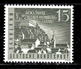 Інше Другое ^/--/^ СААР / SAAR  1958 г MNH - 400-летие города Хомбург ^_^^^ СААР / SAAR 1958 MNH - 400-річчя міста Хомбург - фото фото фото