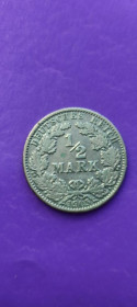 Німецька імперія (-) Германская империя (-) ^/--/^ 1/2 марки 1905 года серебро 900 пробы монета Германии император Вильгельм Второй fp /--/ 883 ^_^^^ 1/2 марки 1905 року срібло 900 проби монета Німеччини імператор Вільгельм Другий fp /--/ 883 - фото фото фото