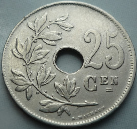 Бельгія Бельгия ^/--/^ Бельгия 25 сантимов 1922  зл/08 /--/ б /--/ 0 ^_^^^ Бельгія 25 сантимів 1922 зл/08 /--/ б /--/ 0 - фото фото фото