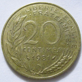 Франція Франция ^/--/^ Франція 20 сантимів 1981 року #6 /--/ П /--/ 1412 ^_^^^ Франция 20 сантимов 1981 года #6 /--/ П /--/ 1412 - фото фото фото