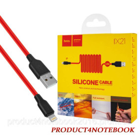 Кабелі Кабели ^/--/^ Кабель HOCO X /--/ 21 USB to iP 2 /--/ A, 1 /--/ m, silicone, TPE connectors, Black+Red (6957531071372) - фото фото фото