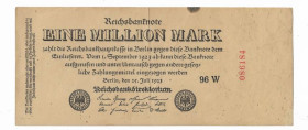 Німеччина Германия ^/--/^ Германия 1000000 марок миллион 1923 Firmendruck Р /--/ 94 (2) второй выпуск. № снизу вверх. Темная бумага ^_^^^ Німеччина 1000000 марок мільйон 1923 Firmendruck Р /--/ 94 (2) другий випуск. No знизу вверх. Темний папір - фото фото фото