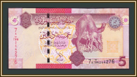 Лівія Ливия ^/--/^ Ливия 5 динаров 2012 P-77  (77 /--/ a) UNC ^_^^^ Лівія 5 динарів 2012 P-77 (77 /--/ a) UNC - фото фото фото