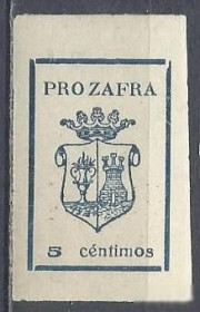 Іспанія Испания ^/--/^ Испания локал Зафра 1935  герб не почтовая марка 5 cent без зубц. 1 /--/ м. ^_^^^ Іспанія локал Зафра 1935 герб не поштова марка 5 cent без зубців. 1 /--/ м. - фото фото фото