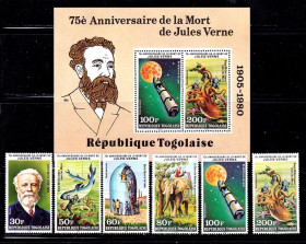 Фауна Фауна ^/--/^ Фауна . Того 1980  г  ** - блок + марки - Жюль Верн - космос ^_^^^ 1980 — блок + марки — Жюль Верн — космос - фото фото фото