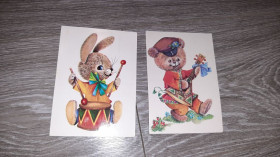 СРСР СССР ^/--/^ Открытка заяц медвижонок 2 /--/ шт  СССР  1980 /--/ г. ^_^^^ Листівка заєць медвижонок 2 /--/ шт СРСР 1980 /--/ р. - фото фото фото