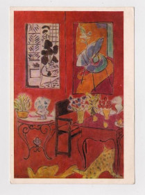 СРСР СССР ^/--/^ БОЛЬШОЙ КРАСНЫЙ ИНТЕРЬЕР / КОТ/ - худ. АНРИ МАТИСС  1973 г.  чистая   ^_^^^ Великий Червоний інтер'єр / худ. АНРІ МАТІС 1973 ЧИСТА - фото фото фото