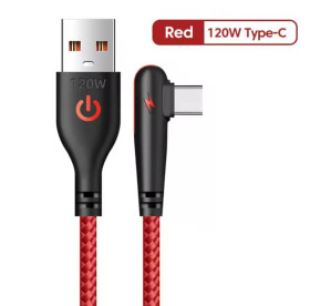 Кабелі Кабели ^/--/^ Кабель USB Type-C для быстрой зарядки Huawei Mate (2 метра), 90 градусов, красный ^_^^^ Кабель USB Type-C для швидкої зарядки Huawei Mate (2 метра), 90 градусів, червоний - фото фото фото