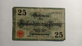 Інше Другое ^/--/^ Німеччина. Нотгельд. 25 пфенігів. 1917. ^_^^^ Германия. Нотгельд. 25 пфеннигов. 1917. - фото фото фото