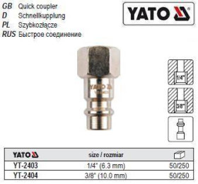 Автоінструмент Автоинструмент ^/--/^ Быстросъемный наконечник YATO внутрення резьба 3/8 YT-2404 ^_^^^ Польща внутрішня різьба 3/8 YT-2404 - фото фото фото