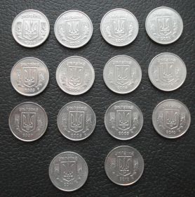 Обігові Обиходные ^/--/^ 1 копейка 1992, 2000-2012 14 штук Возможна поштучная продажа ^_^^^ 1 копійка 1992, 2000-2012 14 штук Можлива поштучний продаж - фото фото фото