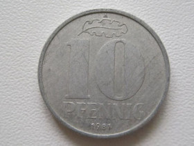 НДР, ФРН ГДР, ФРГ ^/--/^ Германия - ГДР 10 пфеннигов 1981 года 28130 ^_^^^ Німеччина - НДР 10 пфенігів 1981 року 28130 - фото фото фото