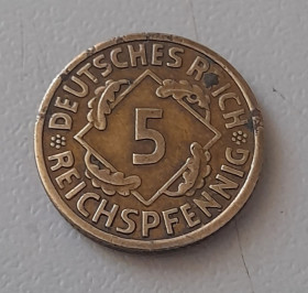 Німецька імперія (-) Германская империя (-) ^/--/^ 5 пфеннигов 1925 Германия ^_^^^ 5 пфенігів 1925 Німеччина - фото фото фото