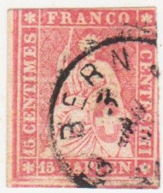 Швейцарія Швейцария ^/--/^ Швейцария 1854 г. № 14 гашеная ^_^^^ Швейцарія 1854 р. No 14 гашена - фото фото фото
