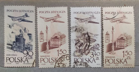 Архітектура Архитектура ^/--/^ Польша 1957 г -  Авиапочта. Города ^_^^^ Польща 1957 - Авіапошта. Міста - фото фото фото