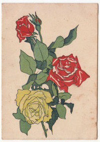 СРСР СССР ^/--/^ Картинка ручной работы 1949 года Розы P /--/ 4 ^_^^^ Картинка ручної роботи 1949 Рози P /--/ 4 - фото фото фото
