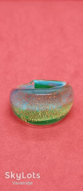 Кільця Кольца ^/--/^ Каблучка скляна  (Lampwork) з авантюриновим склом «Золотий пісок» — 18.5 р. - 735 ^_^^^ Каблочка стеклянная (Lampwork) с авантюриновым стеклом «Золотой песок» — 18.5 г. — 735 - фото фото фото
