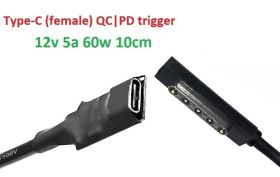 Інше Другое ^/--/^ Переходник на 12 /--/ v (max 5 /--/ a, 60 /--/ w) Microsoft 5 /--/ pin SurFace 1/2 8-10 /--/ cm з USB Type-C (Female) Quick Charge - фото фото фото