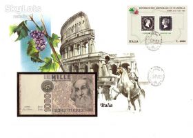 Тематичні колекції Тематические коллекции ^/--/^ Фауна . Италия 1985 г - ХМК  СГ и 1000 лир в конверте - сертификат - 3 скана ^_^^^ Італія 1985 р - ХМК СГ і 1000 лір в конверті - сертифікат - 3 скана - фото фото фото