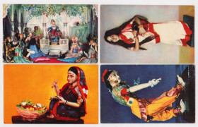 СРСР СССР ^/--/^ ИНДИЙСКИЕ КУКЛЫ  1968 г.  КЛЕЙМЕНОВА  чистые  4 шт.   ^_^^^ ІНДІЙСЬКІ КУКЛИ 1968 Клейменова чисті 4 шт. - фото фото фото