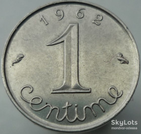 Франція Франция ^/--/^ Франция 1 сантимов 1962 зл/ф /--/ 0,4 ^_^^^ Франція 1 сантимів 1962 зл/ф /--/ 0,4 - фото фото фото