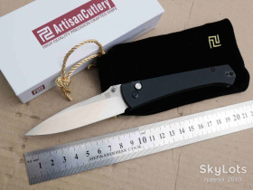 Ножі, мультітули Ножи, мультитулы ^/--/^ Artisan Andromeda 1856 /--/ P-BK, AR-RPM /--/ 9 Satin, G /--/ 10 Black, Caged Ceramic Ball Bearing, Outdoor, Tactical, EDC, Button Lock - фото фото фото