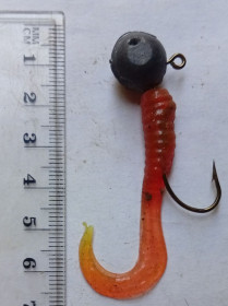 Воблери, принади Воблеры, приманки ^/--/^ Силиконовая приманка-блесна с головой и крючком № 120  (б/у) ^_^^^ Силіконова приманка-блискова з головою та гачком No 120 (б/о) - фото фото фото
