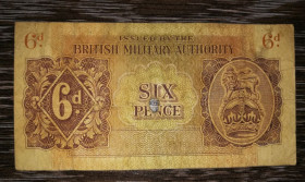 Великобританія Великобритания ^/--/^ Великобританія Армія 6 пенсів 1943 1-й випуск. Для військ в Північній Африці ^_^^^ Великобритания Армия 6 пенсов 1943 1-й выпуск. Для войск в Северной Африке - фото фото фото