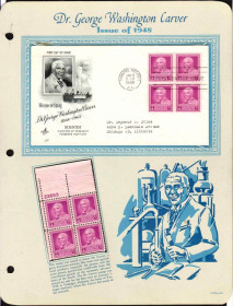 Північна Америка Северная Америка ^/--/^ США 1948  г - квартблок MNH +  КПД  ХМК  с квартблоком - Карвер , ученый , химик ^_^^^ США 1948 р - квартблок MNH + ККД ХМК з квартблоком - Карвер, вчений, хімік - фото фото фото