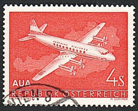 Транспорт Транспорт ^/--/^ Австрия  (1958) Первый рейс Австрийских авиалиний &amp;quot;AUA&amp;quot;. Самолёт Виккерс Вискаунт. Карта ^_^^^ 1958 — Перший рейс Австрійських авіаліній &amp;quot;AUA&amp;quot Літак Віккерс Віскаунт. Карта - фото фото фото