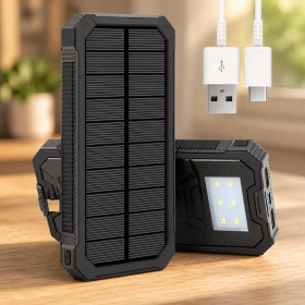 Зарядні пристрої Зарядные устройства ^/--/^ Павербанк Solar 50000 mAh / Портативний акумулятор / Сонячний повербанк з ліхтариком ^_^^^ Павербанк Solar 50000 mAh / Портативный аккумулятор / Солнечный повербанк с фонариком - фото фото фото