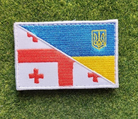 Інше Другое ^/--/^ Шеврон Грузия и Украина флаг  № 3798 ^_^^^ Шеврон Грузія і Україна прапор No 3798 - фото фото фото