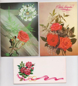 СРСР СССР ^/--/^ С ДНЕМ СВАДЬБЫ  1986, 1988, 1990 г.  РОДИОНОВ, ДЕРГИЛЕВ, КИНДРОВА  двойные чистые  3 шт.  ^_^^^ З Днем весілля 1986, 1988, 1990 р. Родіонов, ДЕРГІЛЕВ, КИНДРОВА подвійні чисті 3 шт. - фото фото фото