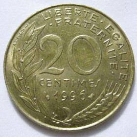 Франція Франция ^/--/^ Франція 20 сантимів 1996 року #6 /--/ П /--/ 1429 ^_^^^ Франция 20 сантимов 1996 года #6 /--/ П /--/ 1429 - фото фото фото