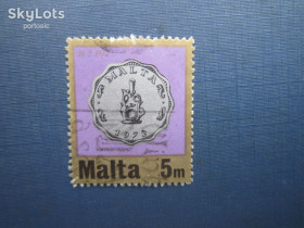 Мальта Мальта ^/--/^ Марка Мальта 1972 монета на марке 5 милс гаш ^_^^^ Марка Мальта 1972 монета на марці 5 мілс гаш - фото фото фото