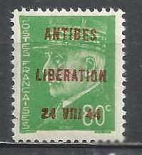 Франція Франция ^/--/^ Франция локал Антибе 1944 освобождение от оккупации Германии надп. 1 /--/ м. ^_^^^ Франція локал Антибе 1944 звільнення від окупації Німеччини надп. 1 /--/ м. - фото фото фото