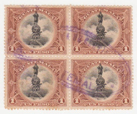Північна Америка Северная Америка ^/--/^ Гватемала  1902 г. №  120 гашеная кварт блок ^_^^^ Гватемала 1902 р. No 120 гашена кварт блок - фото фото фото