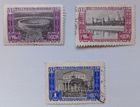 СРСР - СССР - ^/--/^ СССР 1957 Всемирный фестиваль молодежи, 3 марки, гашеные ^_^^^ СРСР 1957 Всесвітній фестиваль молоді, 3 марки, гашені - фото фото фото