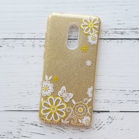 Чохли, бампера Чехлы, бампера ^/--/^ Чохол для Xiaomi Redmi 5 пластиковий, квітковий принт, золотистий ^_^^^ Чехол для Xiaomi Redmi 5 пластиковый, цветочный принт, золотистый - фото фото фото