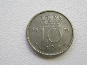 Нідерланди Нидерланды ^/--/^ Нидерланды 10 центов 1951 года #15684 ^_^^^ Нідерланди 10 центів 1951 року #15684 - фото фото фото